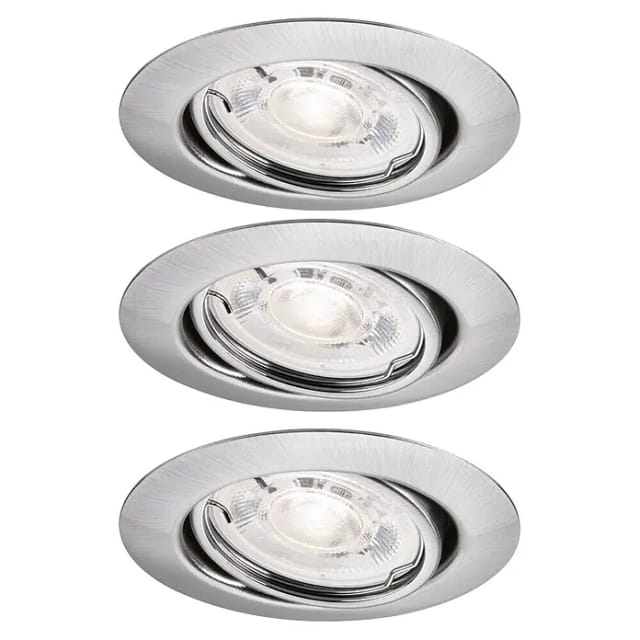 Paulmann LED-Einbauleuchten-Set rund Base (4 W, Eisen gebürstet, 3 Stk., Warmweiß)