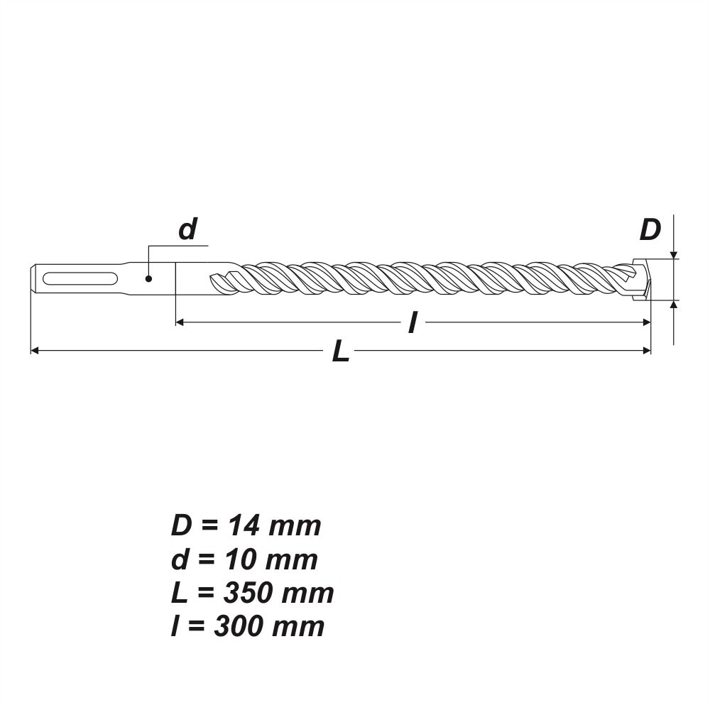 SDS Plus HM Betonbohrer Ø 14 x 350 mm Zubehör für Schlagbohrmaschine Bild 2
