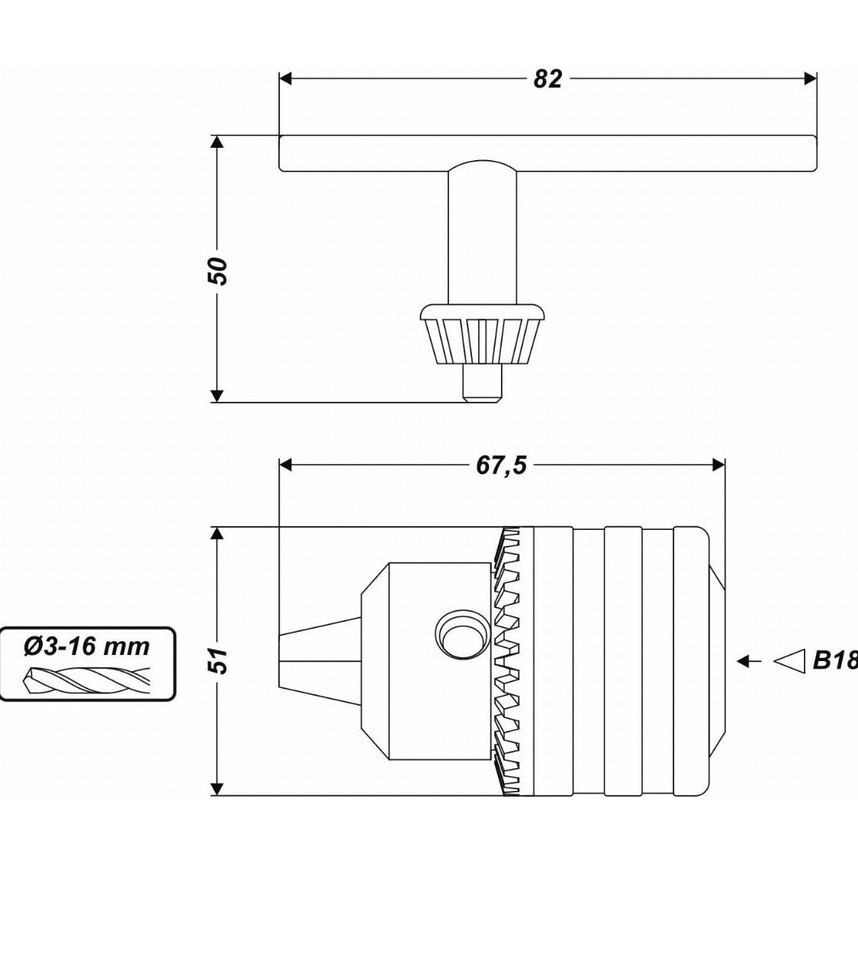 16 mm Konus B18 Zahnkranzbohrfutter Bohrfutter für Schlagbohrer Bohrmaschine neu Bild 6