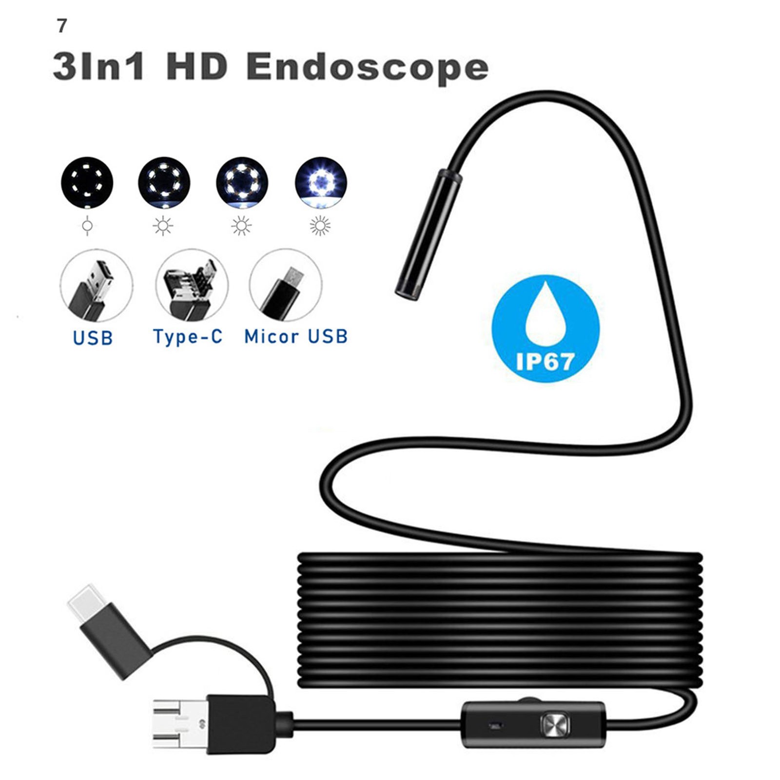 3-in-1-Endoskopkamera HD ABS Industrie-Endoskop Für 6.1 Für Rohr-und Fah Bild 6