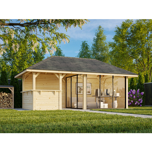 PALMAKO Pavillon, »Palmako Connect«, LxBxH: 507x507x330 cm, transparent tauchgrundiert