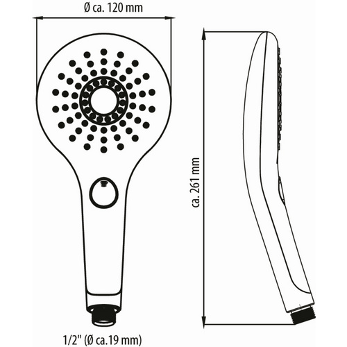 SCHÜTTE Handbrause »Relax«, Ø 12 cm, weiß - silberfarben Bild 5
