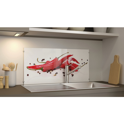 NOVADOORS Glasboard »Fiery Chili + Pepper«, mehrfarbig, Glas - bunt
