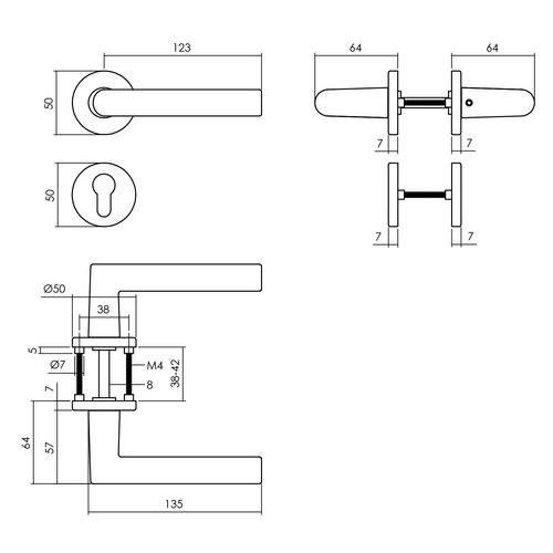 Intersteel Türdrücker »Broome«, D.52x7 mm PZ-Rosetten Bild 2