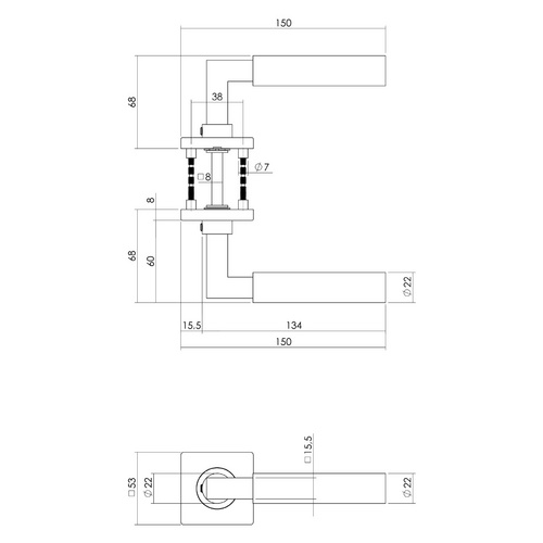 Intersteel Türdrücker, 53x53x8 mm BB-Rosetten Bau-stil Bild 2