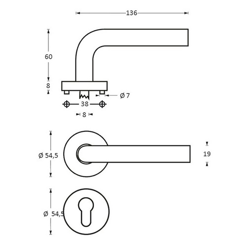 Intersteel Türdrücker »Lisa«, D.55x8mm BB-Rosetten Bild 2