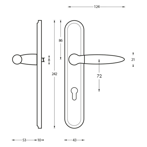 Intersteel Türdrücker »Elen«, 242x43x10 mm PZ 72 mm Bild 2
