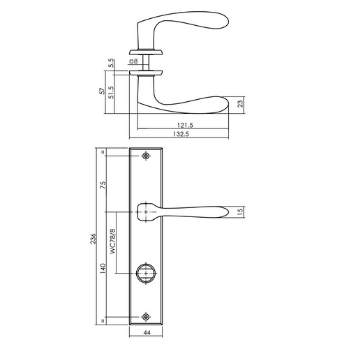Intersteel Türdrücker »Banaan«, 236x44x5 mm WC 788 mm Bild 2