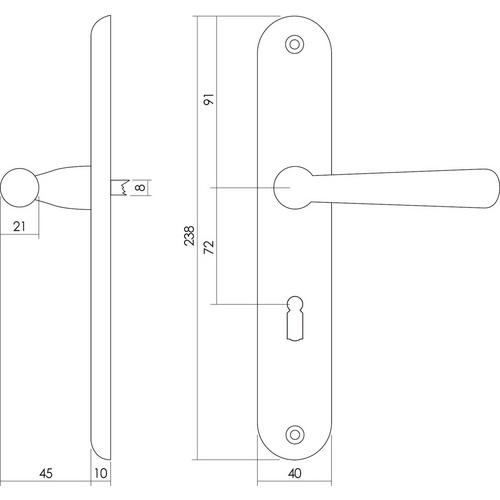 Intersteel Türdrücker »Yvonne«, 238x40x10 mm BB 72 mm Bild 2