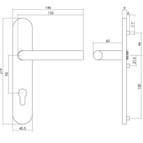 Intersteel Türdrücker, 219x40,5x9 mm PZ92 mm Bild 2