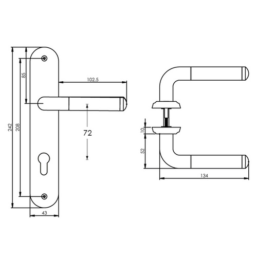 Intersteel Türdrücker »Agatha«, 242x43x10 mm PZ 72 mm Bild 2
