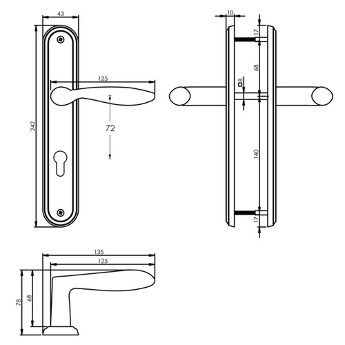 Intersteel Türdrücker »George«, 242x43x10 mm PZ 72 mm Bild 2