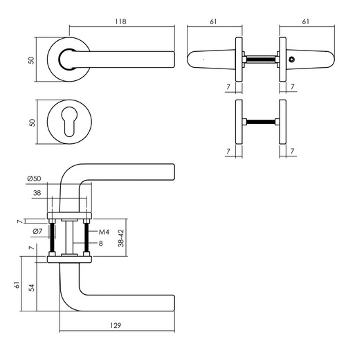 Intersteel Türdrücker »Derby«, D.52x7 mm PZ-Rosetten Bild 2