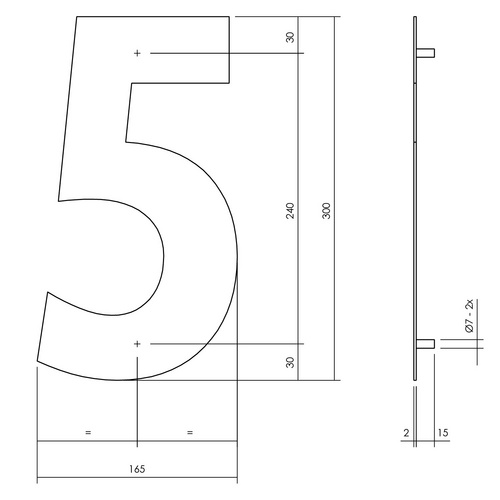Intersteel Hausnummer, Nummer 5 XL , mattschwarz, Stahl Bild 2