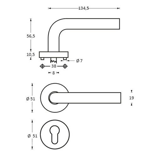 Intersteel Türdrücker »gebogen«, D.50x10 mm PZ-Rosetten Bild 2