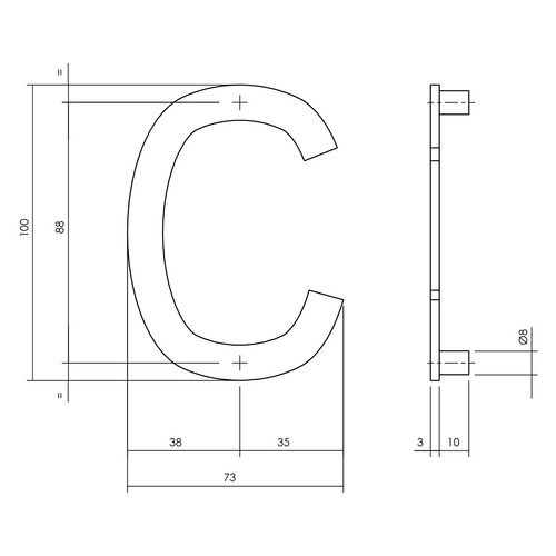 Intersteel Hausbuchstabe, Buchstabe C, edelstahlfarben, Stahl - silberfarben Bild 2