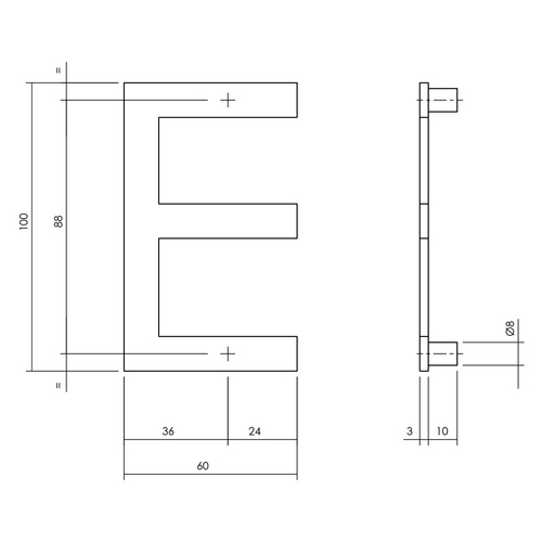 Intersteel Hausbuchstabe, Buchstabe E, edelstahlfarben, Stahl - silberfarben Bild 2