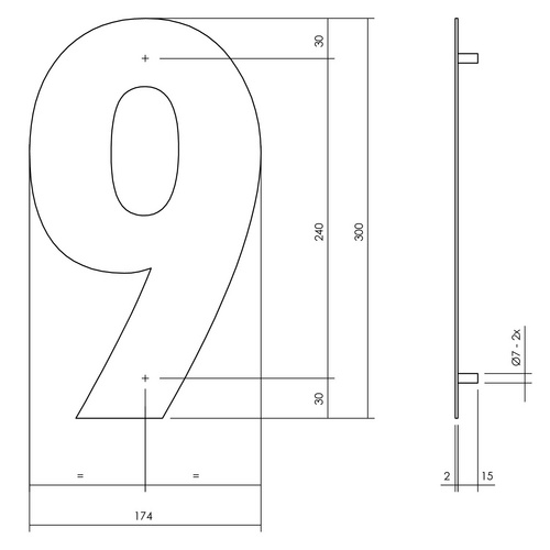 Intersteel Hausnummer, Nummer 9 XL, mattschwarz, Stahl Bild 2