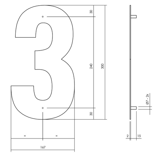 Intersteel Hausnummer, Nummer 3 XL , edelstahlfarben, Stahl - silberfarben Bild 2