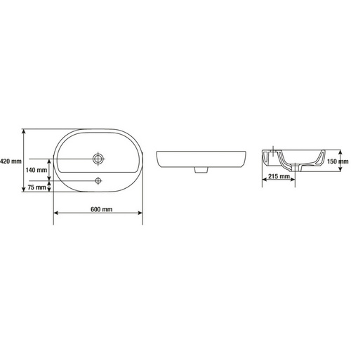 CORNAT Aufsatz-Waschbecken »Caspia Oval«, Breite: 60 cm - weiss Bild 2