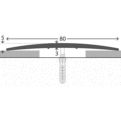 CARL PRINZ Übergangsprofil, BxH: 80 x 5 mm, mittig versenkt gelocht - silberfarben Bild 3