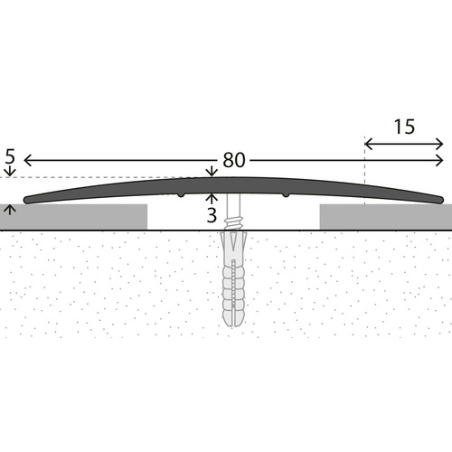 CARL PRINZ Übergangsprofil, BxH: 80 x 5 mm, mittig versenkt gelocht - silberfarben Bild 5