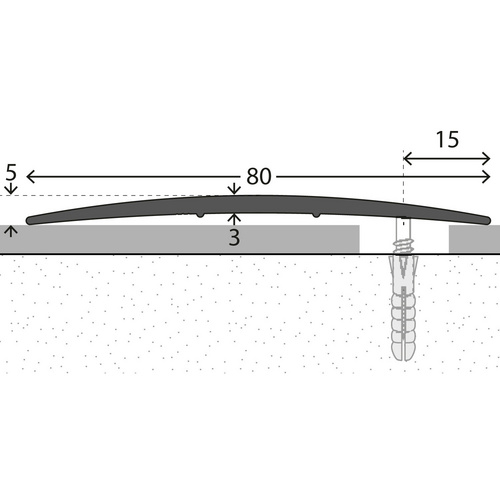 CARL PRINZ Übergangsprofil, BxH: 80 x 5 mm, seitlich versenkt gelocht - silberfarben Bild 3