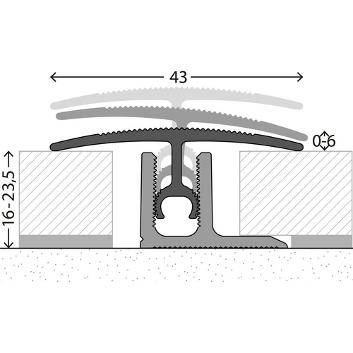 CARL PRINZ Übergangsprofil »PROFI-TEC XXL«, BxH: 43 x 20 mm, verdeckte Befestigung - silberfarben Bild 2