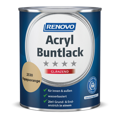 RENOVO Acryl-Buntlack, papayaorange 2530, glänzend, 0,75l