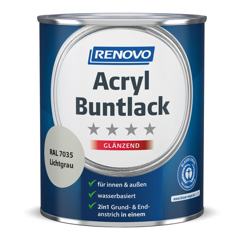 RENOVO Acryl-Buntlack, lichtgrau RAL 7035, glänzend, 0,75l