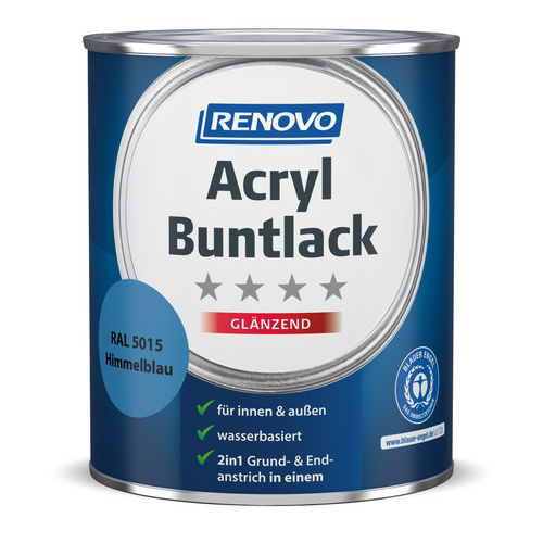 RENOVO Acryl-Buntlack, himmelblau RAL 5015, glänzend, 0,75l