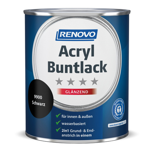 RENOVO Acryl-Buntlack, schwarz, glänzend, 0,75l