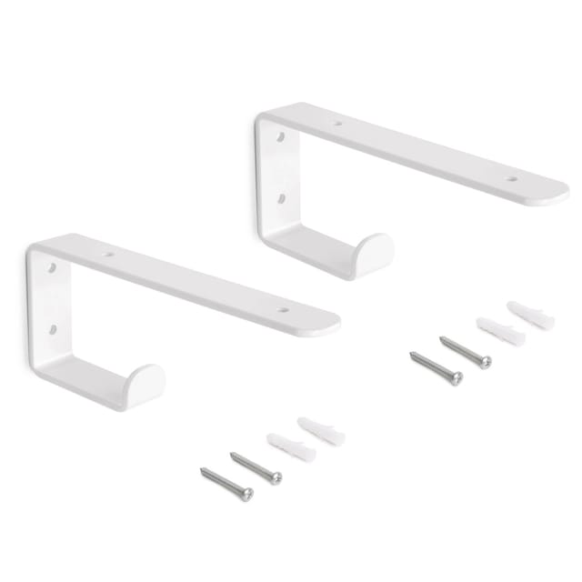 Satz träger-Set für Regale in Holz Shelf mit integriertem Aufhänger, Stahl, Weiß - Emuca