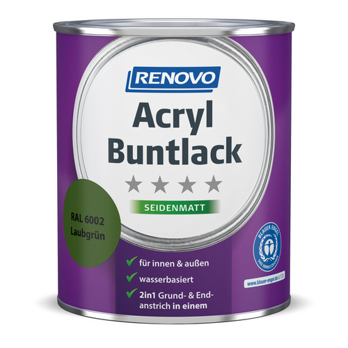 RENOVO Acryl-Buntlack, laubgrün RAL 6002, seidenmatt, 0,75l - gruen