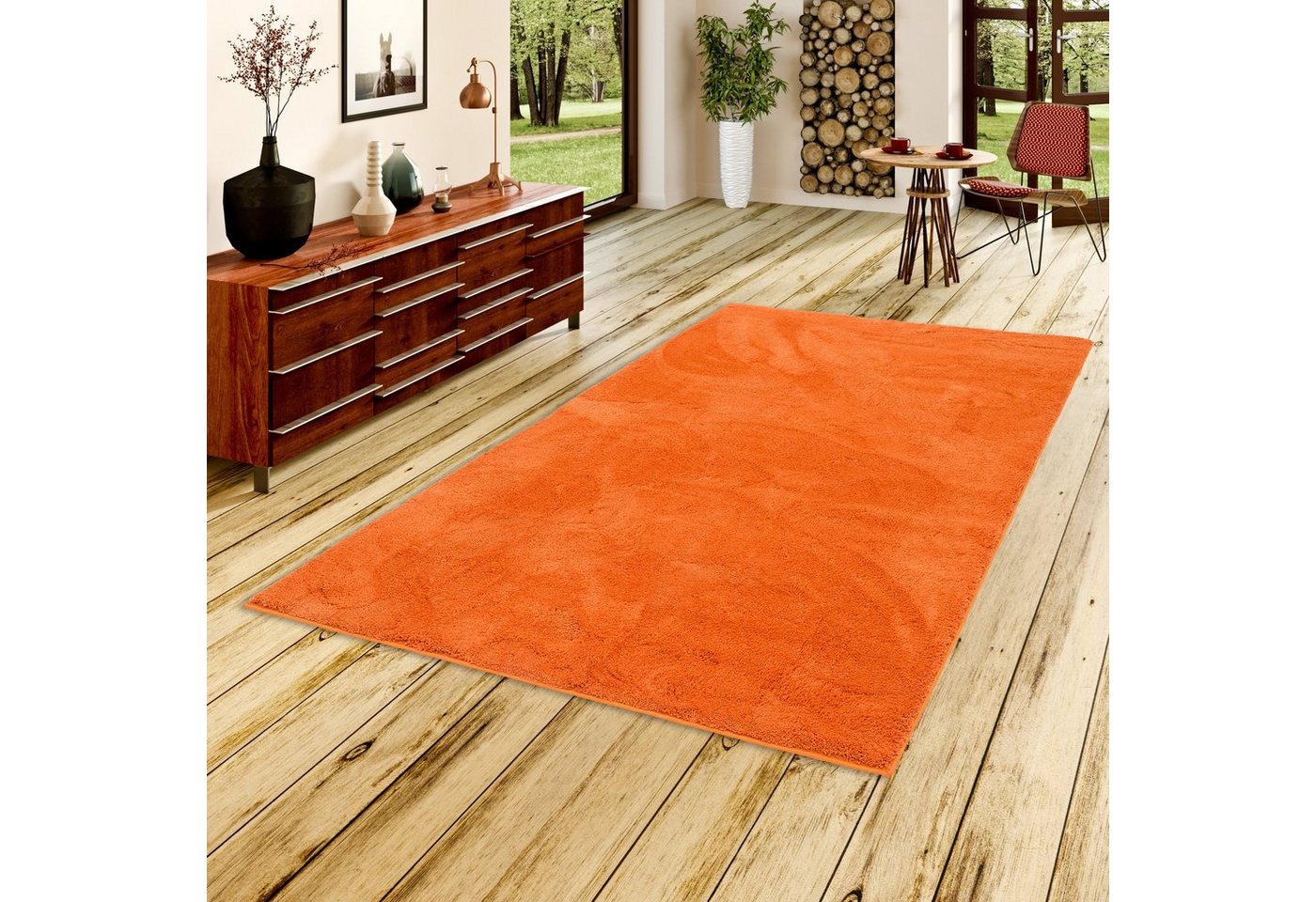 Pergamon Luxus Super Soft Hochflor Langflor Teppich Silky Orange 80x150cm Bild 2