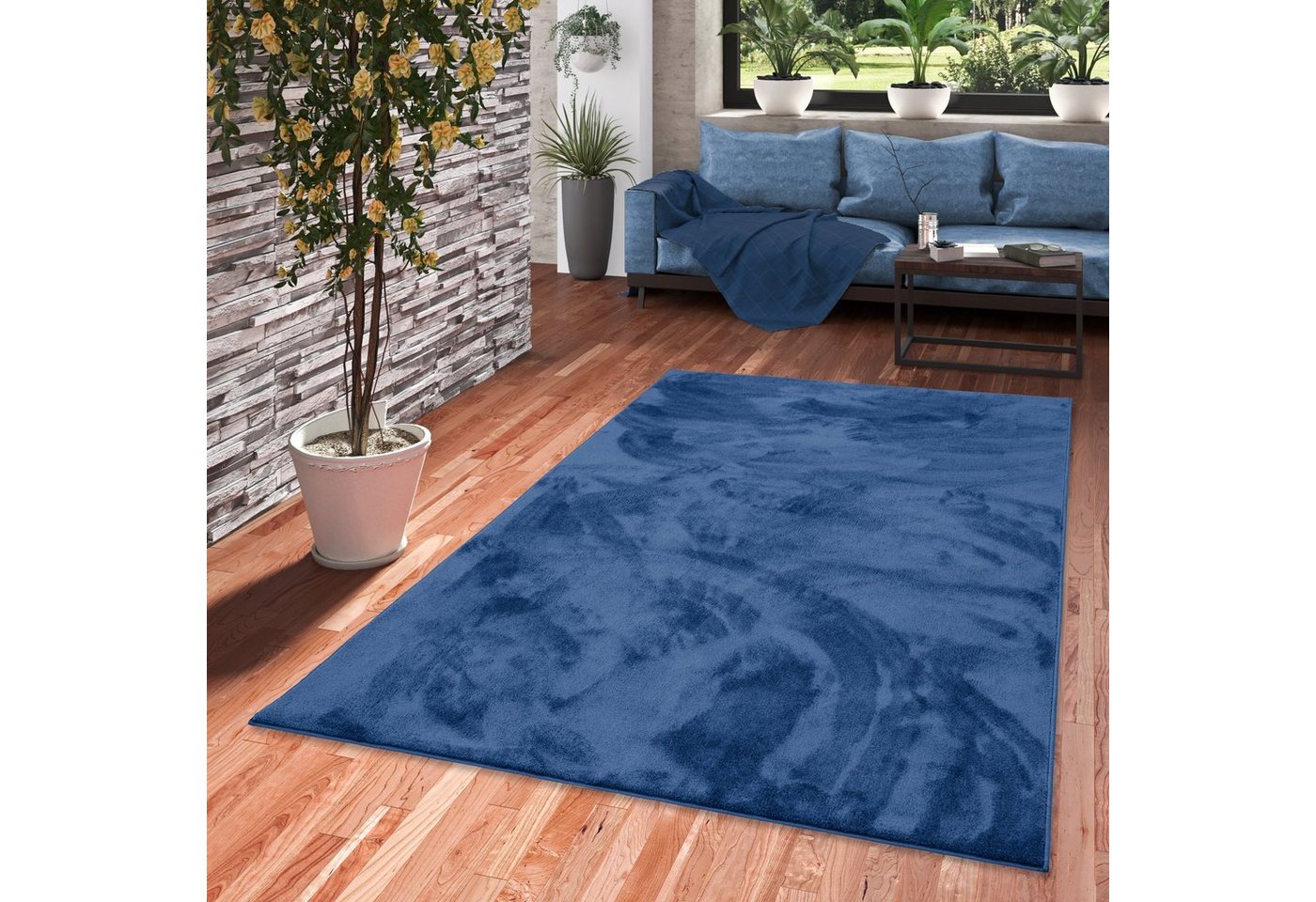 Pergamon Luxus Super Soft Hochflor Langflor Teppich Melia Dunkelblau 80x150cm Bild 2