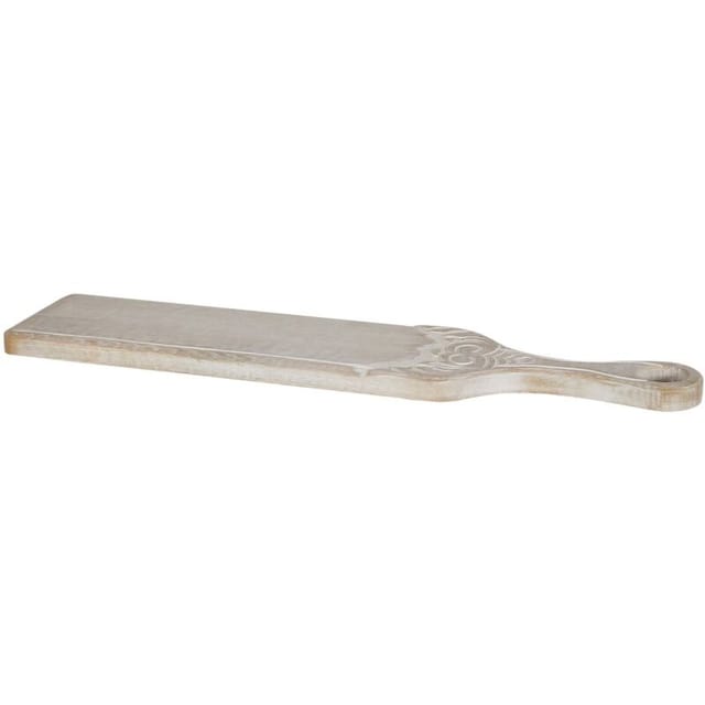 Servierbrett Hellbraun Mangoholz Antik-Optik Rechteckig 62 x 14 cm mit Griff Rustikaler Stil Kuchenplatte Kuchenbrett Käseplatte Wurstplatte