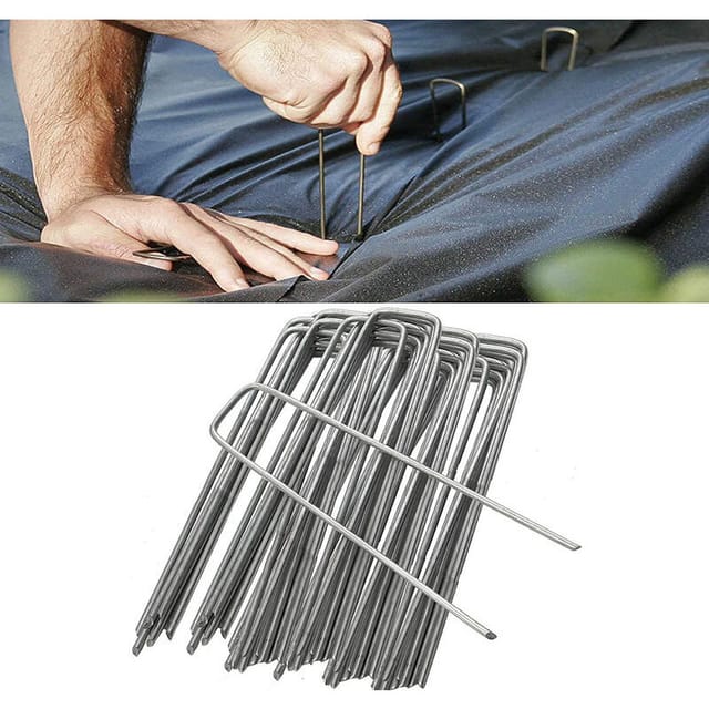 Heringe, Campingheringe, 20 Stück, Stahl (150x40x3mm), für Garten, Mulch und Kunstrasen