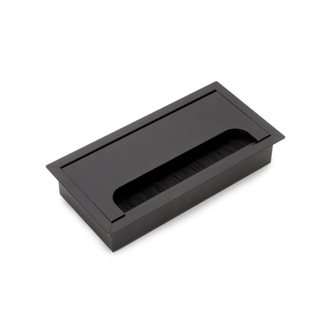 Quadrum Kabeldurchführungstüllen, rechteckig, 159x80mm, versenkt, Aluminium, Schwarz metallic - Emuca