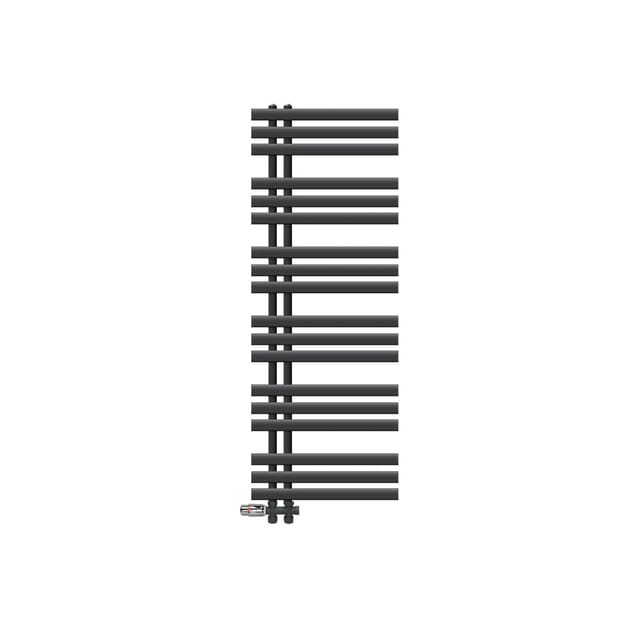 LuxeBath Badheizkörper Iron EM 50x140cm Anthrazit mit Thermostat Durchgang Boden