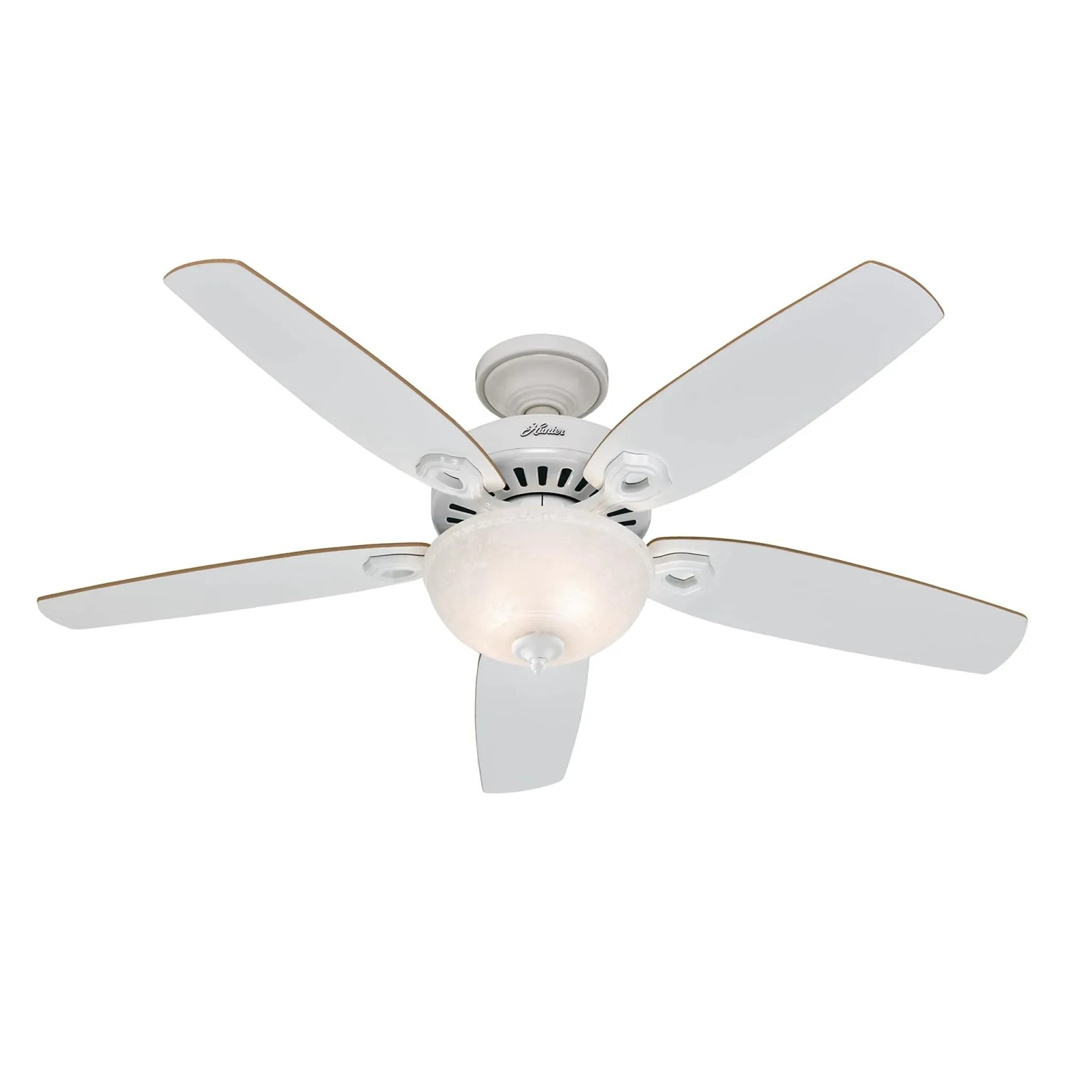 HUNTER FANS Deckenventilator Builder Deluxe 132 cm Weiß mit Beleuchtung und Zugketten