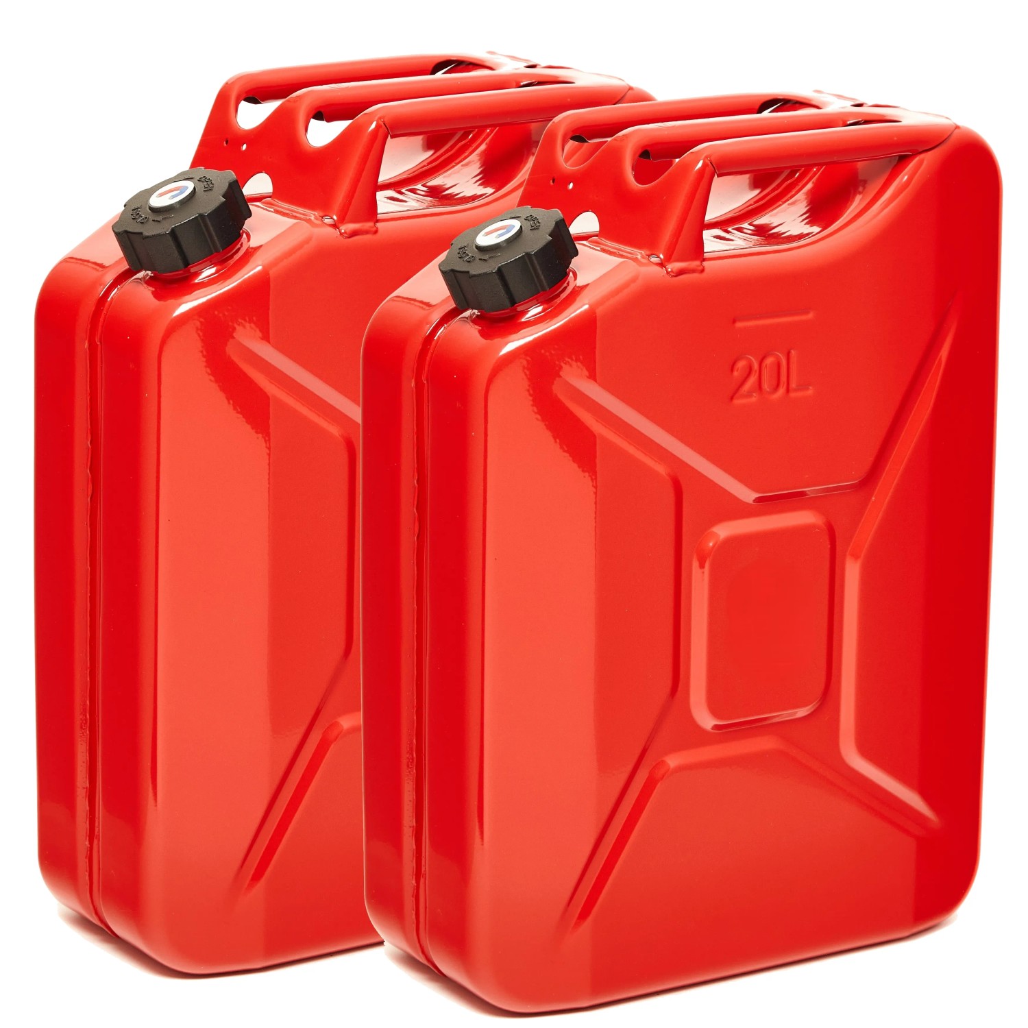 BW Kraftstoffkanister Metall Benzinkanister 2x 20 Liter mit Schraubverschluss Rot RAL 3000 TÜV-geprüft und UN-Zulassung Made in Europe