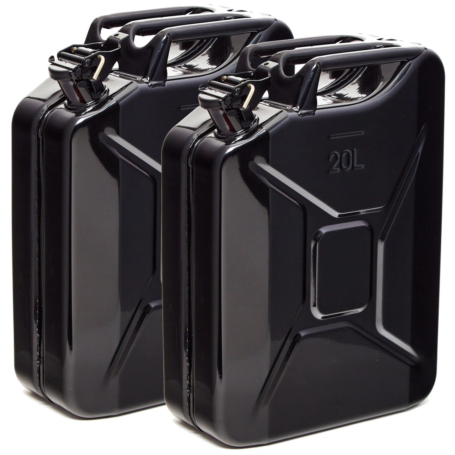 BW Kraftstoffkanister Metall Benzinkanister 2x 20 Liter Schwarz RAL 9005 TÜV-geprüft und UN-Zulassung Made in Europe