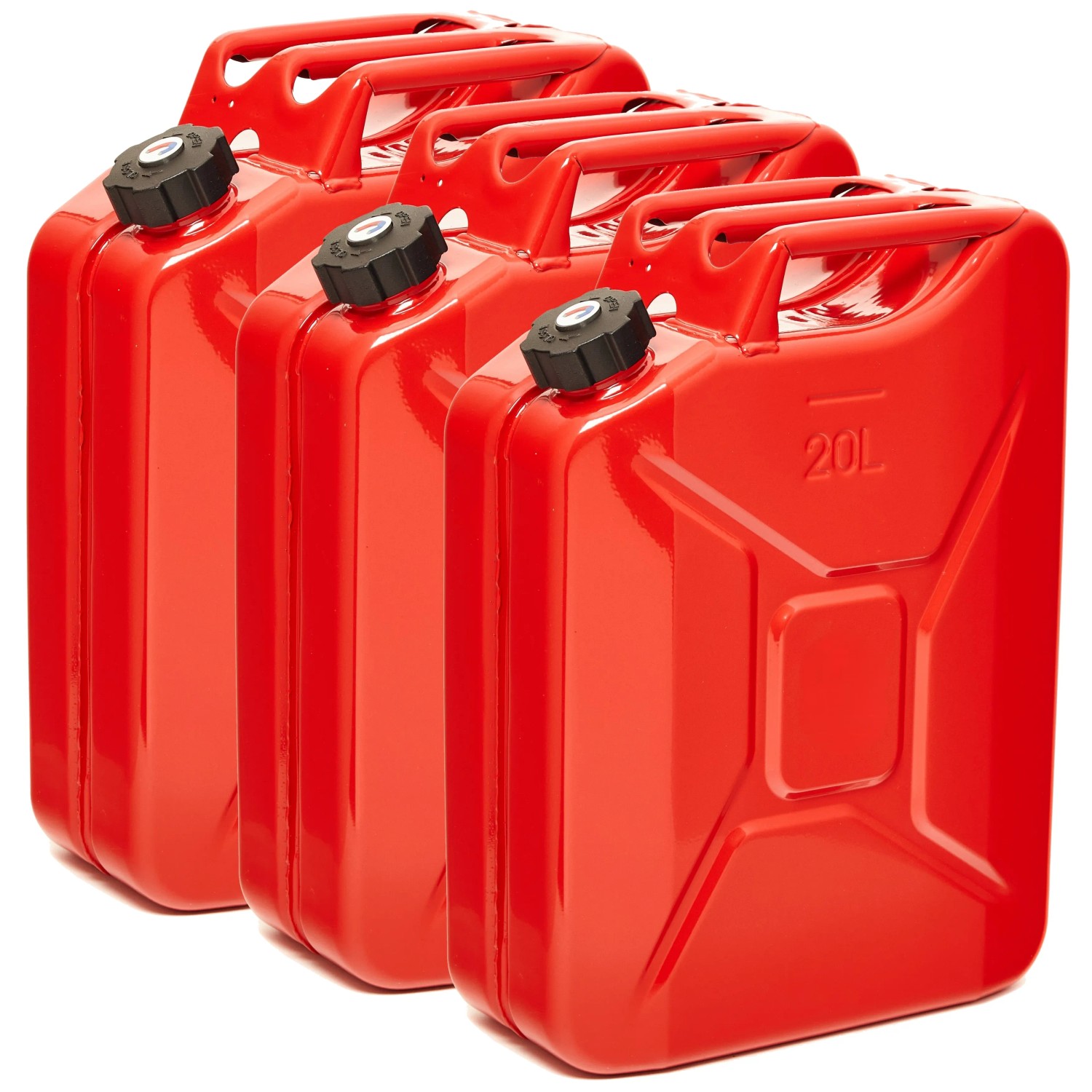 BW Kraftstoffkanister Metall Benzinkanister 3x 20 Liter mit Schraubverschluss Rot RAL 3000 TÜV-geprüft und UN-Zulassung Made in Europe
