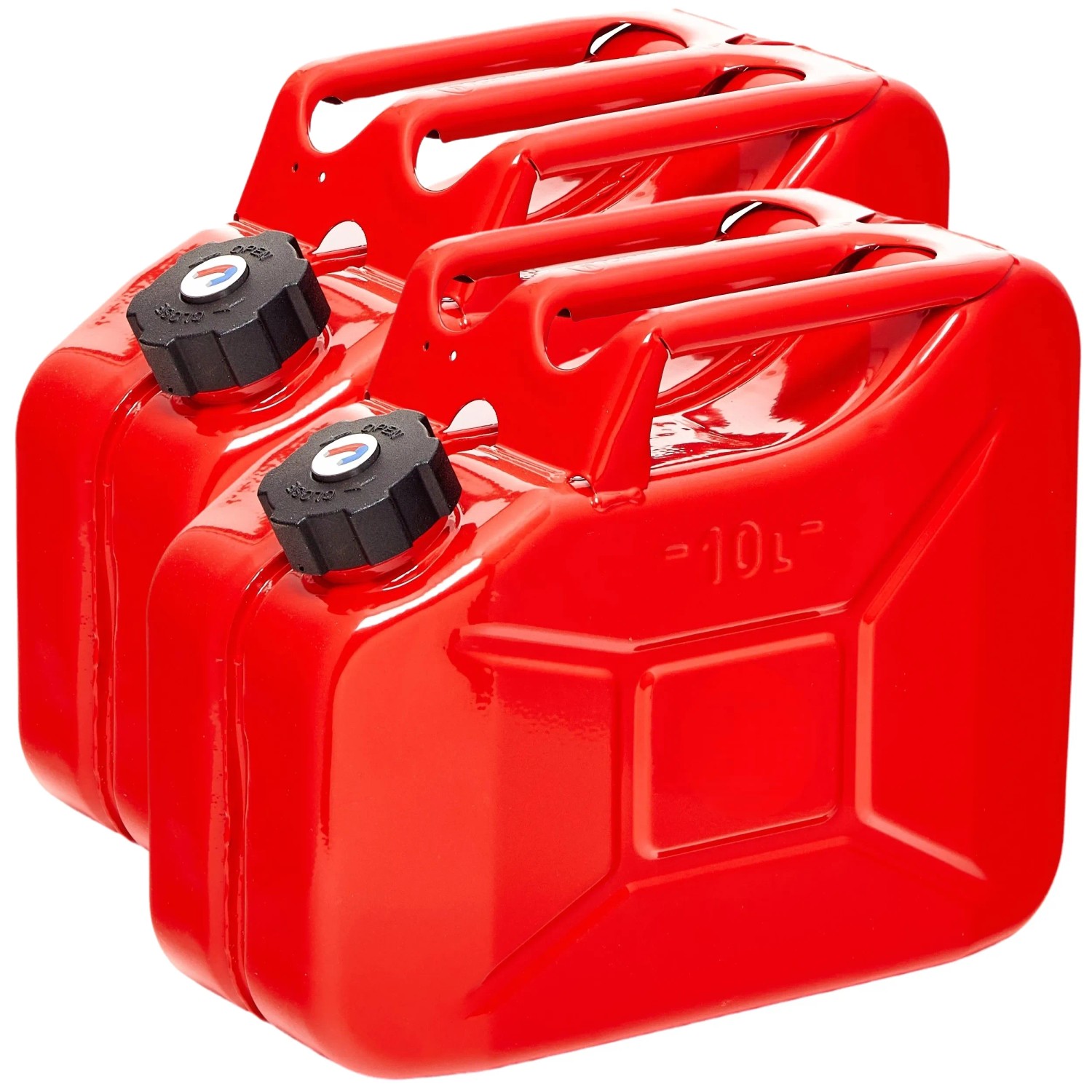 BW Kraftstoffkanister Metall Benzinkanister 2x 10 Liter mit Schraubverschluss Rot RAL 3000 TÜV-geprüft und UN-Zulassung Made in Europe