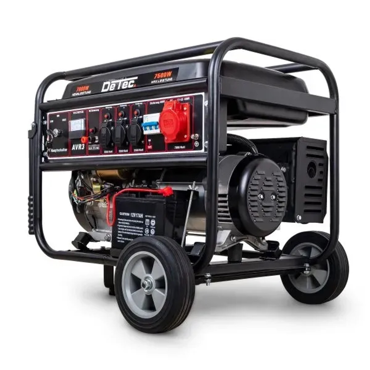 DeTec. 7 kW Benzin Stromgenerator DT LB7500E 3 400V Stromerzeuger Starkstrom Generator E Start 3 Phasen Stromaggregat 18 PS Motor