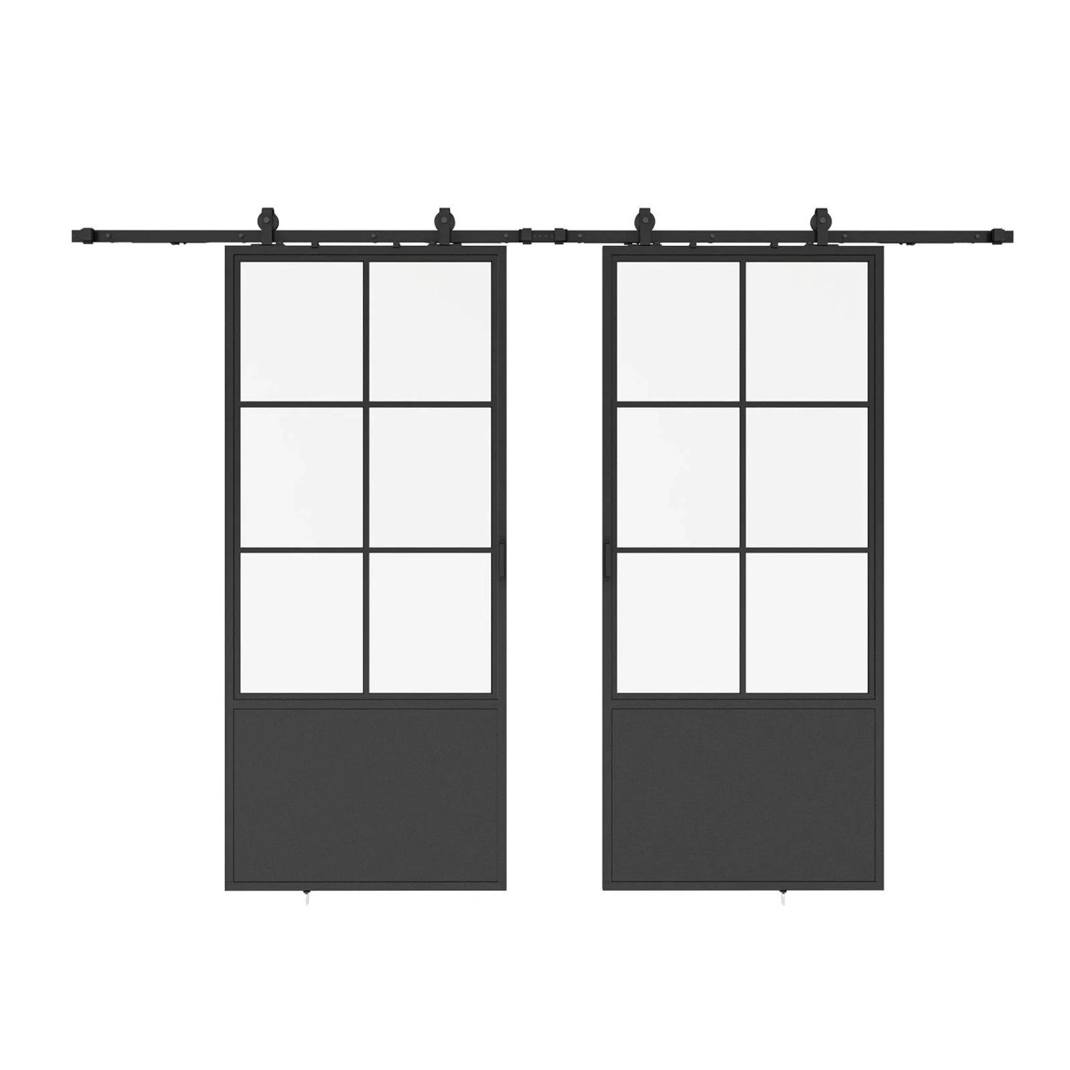 inova Loft Glasschiebetür 1800 x 2150 mm 6 Felder Kickplatte Komplettset aus Stahl in Schwarz inkl. 2Seitiger Softclose