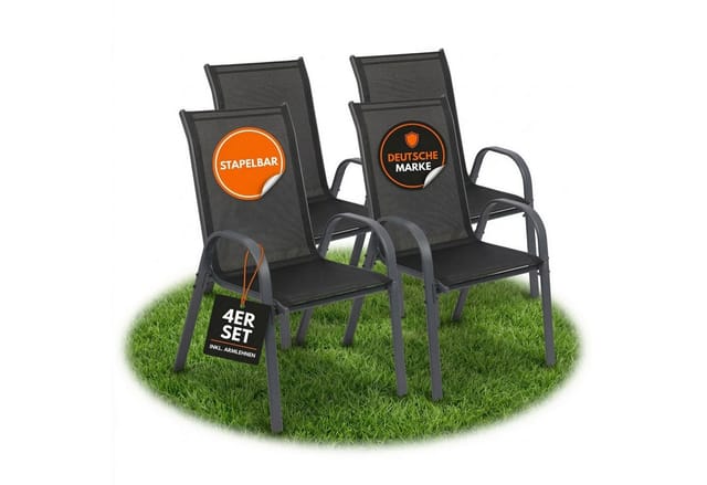 Albatros Gartenstühle 4er Set Kuba – Gartenstühle Stapelbar mit robustem Metallgestell und hoher Belastbarkeit – bequeme Stapelstühle auch als