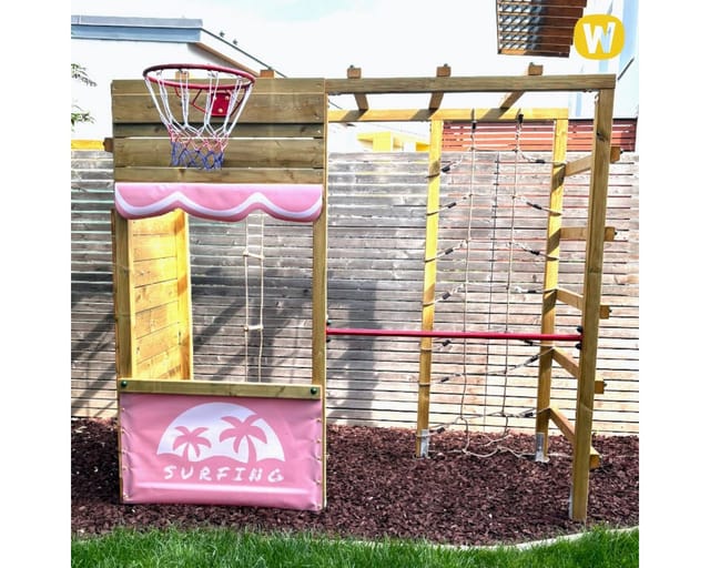 Wickey Klettergerüst Spielturm Smart Action Gartenspielgerät mit Kletterwand & Spiel-Zubehör - pastellgrün