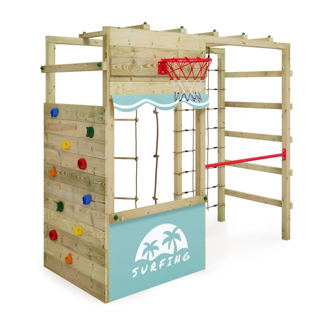 Wickey Klettergerüst Spielturm Smart Action Gartenspielgerät mit Kletterwand & Spiel-Zubehör - pastellblau